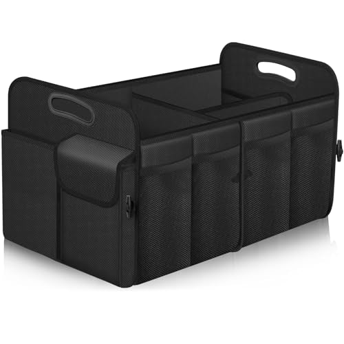 Car Trunk Organizer, Trunk Storage Organizer with 72L Large Capacity Waterproof Collapsible and 11 Pockets, Trunk Organizer for Suv/Jeep/Sedan, Large Size, Black - color: Black, size: Large