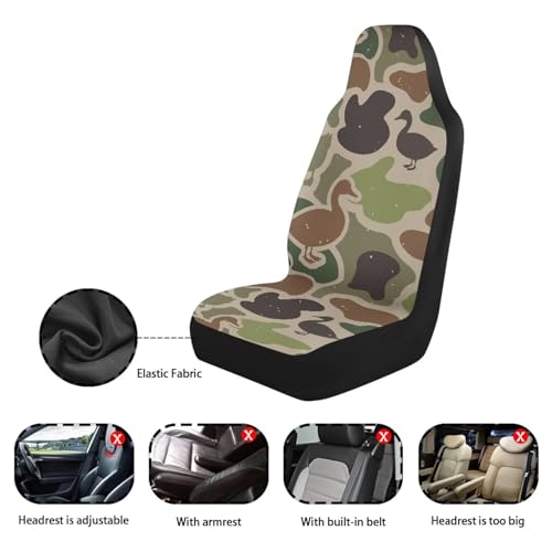 Duck Camo Car Seat Covers 2 Pcs Automobile Front Seat Covers Breathable Protection Interior Accessories Anti-Slip Back Fabric Compatible with Most Cars,SUV,Sedan - color: Duck Camo Print