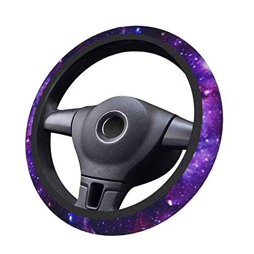 Galaxy Purple Steering Wheel Cover for Women Men, Universal 15 Inches Neoprene Anti-Slip Cute Space Car Steering Wheel Grip Wrap Car Accessories Protective Case Cover for Vehicle Truck SUV… - color: Galaxy Purple