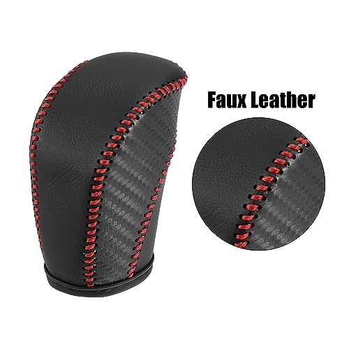 X AUTOHAUX Car Faux Leather Gear Shift Knob Cover for Volkswagen Jetta Tiguan 2011-2019 Passat Beetle 2012-2019 Atlas 2018-2019 CC 2013-2017 Red Line - color: Red