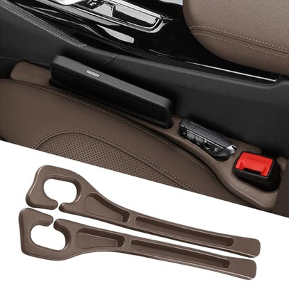 Car Seat Gap Filler 2-Pack, Universal Car Seat Gap Filler Organizer, Seat Gap Plug – Fills Gap Between Seat & Console (Brown) - color: BROWN