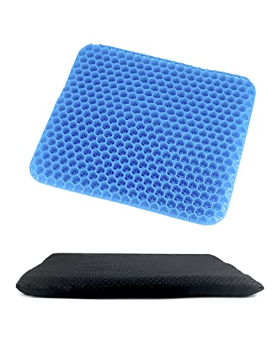 QWORK Gel Seat Cushion, Gel Cushion, Cool & Breathable & Non-Slip for Car, Office, Home, Wheelchair (Blue, 40 x 35 x 3.2 cm)