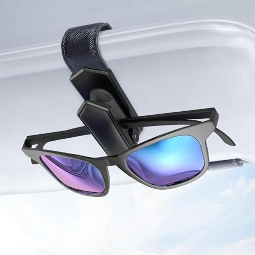 Sunglass Holder for Car (One-Handed-Operation, Gentle & Secure Hold, Silicone Padded, Universal Fit, Metal Clip) Visor Sunglass Holder Clip,Visor Sunglass(Black, 1 Pack) - color: Black, size: 1 Pack