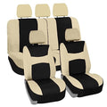 FH Group Car Seat Covers Full Set Cloth - Universal Fit, Automotive Seat Covers, Low Back Front Seat Covers, Airbag Compatible, Split Bench Rear Seat, Car Seat Cover for SUV, Sedan, Van Beige - color: Beige, style: Full Set
