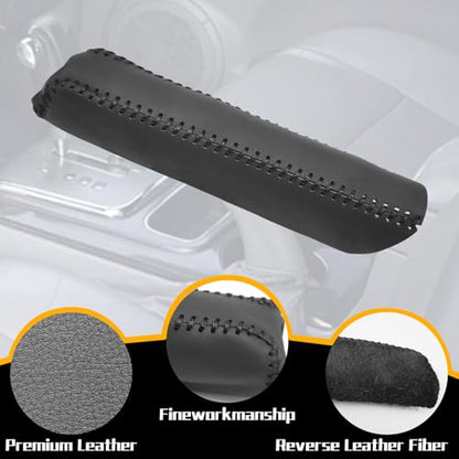 Genuine Leather Handbrake Protector Cover Compatible with Kia Sorento 2004-2007 Anti-Slip Hand Brake Parking Lever Sleeve Black