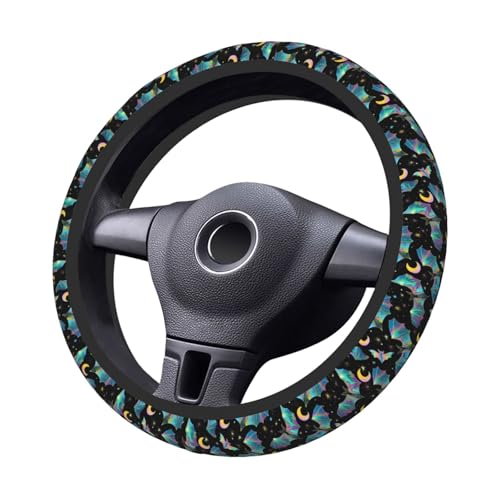 Gothic Bat Elastic Stretch Steering Wheel Cover 15 inch, Car Accessories Cover for Women Men, Breathable Anti-Slip - color: D03100155
