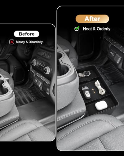 ECOZEN Center Console Tray For 2019-2026 Chevy Silverado/GMC Sierra 1500 & 2020-2026 Silverado/Sierra 2500 HD/3500 HD Accessories - Double Layer Hanging Storage Tray - Only Fit Split-Bench Front Seat - size: 2019-2026 Silverado/Sierra Organizer