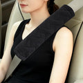 2-Pack Soft Seat Belt Covers Universal Car Shoulder Pad Cushions with Braid Pattern for Comfortable Driving & Bag Strap Protection Black