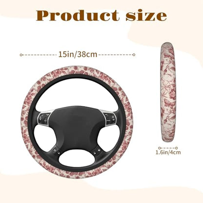 Steering Wheel Cover Accessories Neoprene Cover, Breathable Non-Slip Easy to Install Suitable for Women Men, 14.5-15.5 Inch for Car SUV Van Truck Universal - Rose - color: Rose