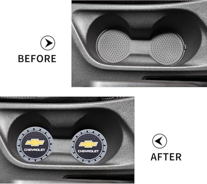 Car Cup Holder Coaster for Chevrolet,Silicone Cupholder Coaster,Car Interior Accessories,2.76 Inch 2 Pieces （Grey）
