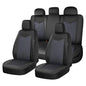 Coverado Car Seat Covers 5 Seats, PU Leather Seat Covers Fullset, Printed Breathable Mesh Design, Front and Rear Car Seat Protectors, Luxury Automotive Seat Covers Universal Fit for Most Cars, Black