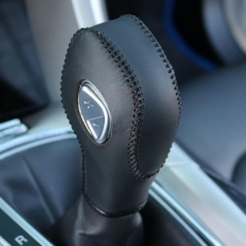 PU Carbon Fiber Car Gear Shift Knob Cover Fit for Ford Focus 2012 2013 2014 2015 2016/Ford Fiesta 2014 2015 2016/Ford Fusion S/Ford Fusion SE 2013 2014 2015 2016 Gear Shift Head Cover - color: Black leather + Black thread