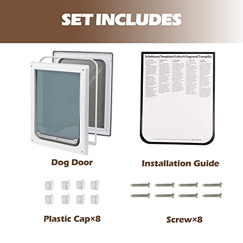 Pet Flap Door for Dogs 2 Ways Locking Wall Entry Pet Door with Transparent Flap (Small) - size: Small