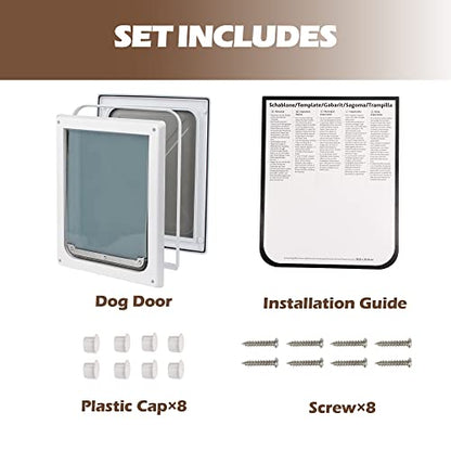 Pet Flap Door for Dogs 2 Ways Locking Wall Entry Pet Door with Transparent Flap (Small) - size: Small