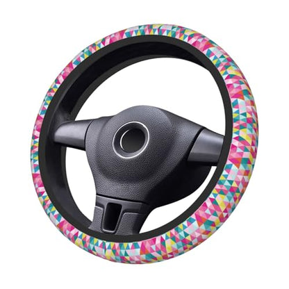 Thickened Elastic Steering Wheel Cover, Geometric Triangle Pattern Ultra, Soft, Breathable, Fit for Cars, SUVs, Trucks, Stylish Comfortable Grip - color: Geometric Triangle Pattern