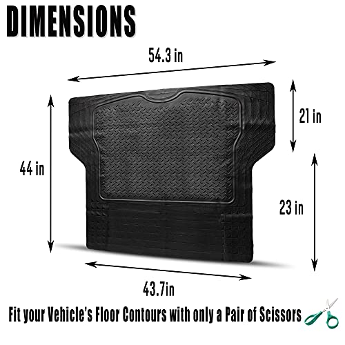 Heavy Duty Cargo Floor Mat – Odorless All Weather Trunk Protection - Trimmable Trunk Liner to Fit Most Vehicles Car Truck Van SUV - Premium Quality Black Rubber Trunk Mat – 44’’ x 54.3’’