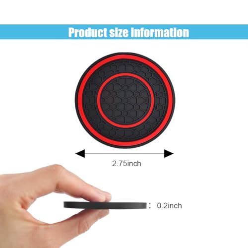 2PCS Car Cup Holder Coasters, 2.75 Inch Auto Non-Slip Anti Dust Cup Mats, Console Cup Holder Insert Coaster Auto Insulated Mats, Universal Interior Accessories for Most Cars (Red) - color: Red