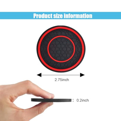2PCS Car Cup Holder Coasters, 2.75 Inch Auto Non-Slip Anti Dust Cup Mats, Console Cup Holder Insert Coaster Auto Insulated Mats, Universal Interior Accessories for Most Cars (Red) - color: Red