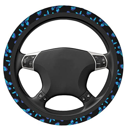 Blue Butterfly Steering Wheel Cover 15 Inches for Women Men, Neoprene Anti-Slip Cute Car Steering Wheel Grip Wrap Car Accessories Protective Case Cover for Vehicle Truck SUV - color: Blue Butterfly