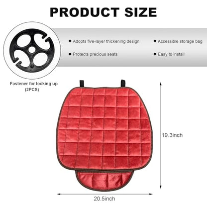 DXNQ Car Seat Cushion, Soft Plush Auto Seat Cover with Non-Slip Silicone Bottom & Storage Pocket, Universal Breathable Vehicle Seat Cushion Pad for Car Truck SUV, Car Accessories (Red) - color: Red