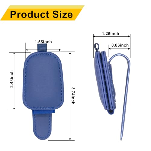 Yuoyar Sunglass Holder for Car, Magnetic Leather Sunglasses Holder and Ticket Card Clip, Car Visor Accessories, 2 Packs (Blue) - color: Blue