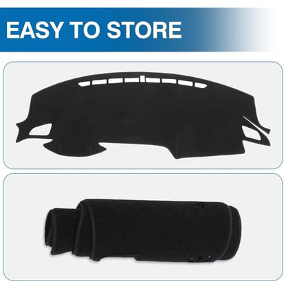 KUST Black Dash Cover Mat for Honda Civic 2016-2021 (Hatchback/Sedan/Coupe) Polyester Non-Slip Dashboard Cover Interior for Civic Accessories Sunshade Windshield Glare - size: 56.8''×17.2'' (Honda Civic 16-21)