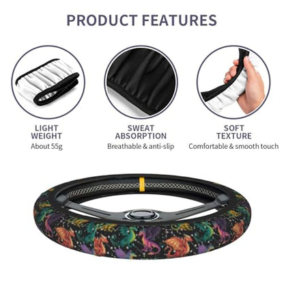 Dragon Steering Wheel Covers Non Slip Neoprene Universal 15 Inch Steering Wheel Protector Car Cover for Men Women - color: Dragon
