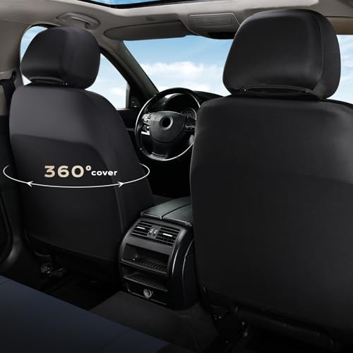 Coverado Car Seat Covers Full Set, Leather Seat Covers, Waterproof Automotive Protectors 5-Seat, Luxury Universal Fit Seat Covers for SUV, Truck, Sedan and Most Vehicles All-Weather - color: Bule&Black
