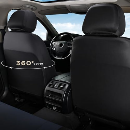 Coverado Car Seat Covers Full Set, Leather Seat Covers, Waterproof Automotive Protectors 5-Seat, Luxury Universal Fit Seat Covers for SUV, Truck, Sedan and Most Vehicles All-Weather - color: Bule&Black