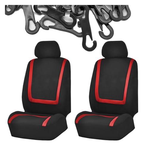YoRise 2PCS Car Front Seat Cover, Polyester Breathable Automotive Seat Protector, Comfortable Easy to Install Vehicle Seats Cover for Car, Truck, SUV (Red) - color: Red