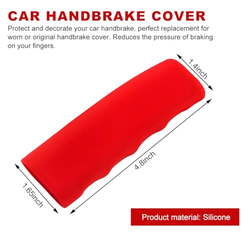 Car Handbrake Cover, Anti-Slip Silicone Auto Hand Brake Comfortable Handle Grip Cover, Waved Shaped Parking Brake Lever Decorative Protector for Truck SUV, Car Accessories (Red)