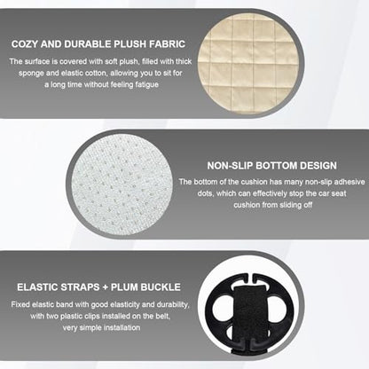 DXNQ Car Seat Cushion, Soft Plush Auto Seat Cover with Non-Slip Silicone Bottom & Storage Pocket, Universal Breathable Vehicle Seat Cushion Pad for Car Truck SUV, Car Accessories (Beige) - color: Beige