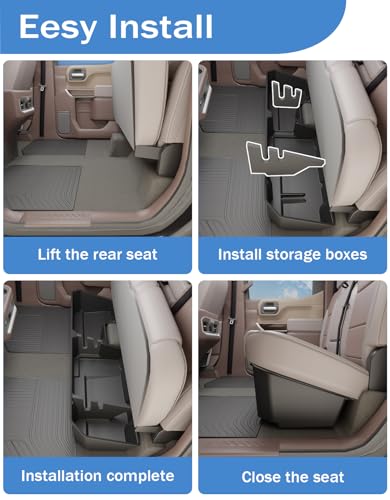 Under Seat Storage Box Compatible with 2019-2026 Chevy Chevrolet Silverado 1500/GMC Sierra 1500, 2020-2026 Silverado/Sierra 2500HD/3500HD Double Cab & Crew Rear Underseat Organizer Accessories - size: 19-26 Chevy Silverado/GMC Sierra 1500
