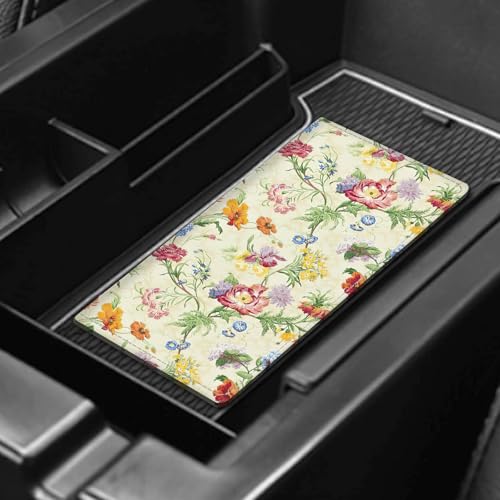 Leather Car Registration and Insurance Card Holder, Cute Car Accessories Vehicle Glove Box Car Organizer for Documents, Cards, License Retro Colorful Flowers - color: Retro Colorful Flowers