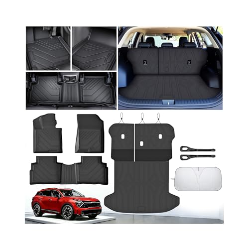 Floor Mats for Kia Sportage 2023-2026 (Not for Hybrid), All Weather Protection Custom Floor Mats Trunk Cargo and Car Windshield Cover Set for Kia Sportage Accessories,Car Floor Liners Set - size: Kia Sportage 2023-2026