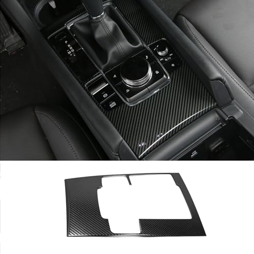 Car Accessories Fit for 2019 2020 2021 2022 2023 2024 2025 Mazda 3 Axela Interior Gear Shift Knob Console Media Panel Cover Trim (Carbon Fiber Style) Stainless Steel 1 PC