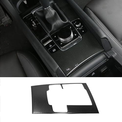 Car Accessories Fit for 2019 2020 2021 2022 2023 2024 2025 Mazda 3 Axela Interior Gear Shift Knob Console Media Panel Cover Trim (Carbon Fiber Style) Stainless Steel 1 PC