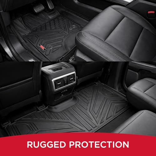 Rubbermaid Car Mats for Ford F250 F350 F450 F550 2017–2026 Crew Cab | All Weather Floor Mat Custom Fit Rubber Waterproof Heavy Duty Truck Mats Front Rear (Bucket Seat w/Under Seat Storage) - size: For Ford F250/F350/F450/F550 2017-2026
