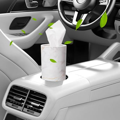 4 PCS Car Tissue Holder, Refillable Auto Cup Holder Napkin Tube Container with Facial Tissues, Portable Tissue Cylinder Box Paper Towel Organizer for Vehicle Office Home (White) - color: White