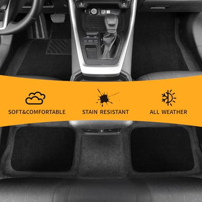 EKR All-Weather Universal Fit Car Floor Mats, 0.5 inch Thick Car Carpet Mats, Anti-Slip Automotive Mat with Driver Heel Pad Fit for SUV, Vans,Sedans, Trucks (Black,4pcs Black Full Set) - color: Black