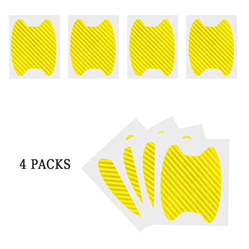 4PCS Car Handle Cup Stickers, Carbon Fiber Scratch Auto Protective Film, Non-Marking Bowl Protector, Universal for Most Cars, SUV, Van (Yellow/4PCS) - color: Yellow/4PCS
