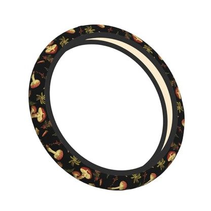 Mushroom nut Neoprene Steering Wheel Cover for Men Women Anti-Slip Elastic Steering Wheel Protective Cover 15in Universal Car Accessories Fit Cars, SUVs, Auto - color: Mushroom Nut