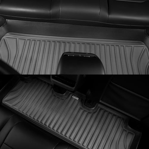 SUPER LINER 6-Piece Floor Mats & Cargo Liners Compatible with Tesla Model Y 2020-2024 5-Seat, 5D Laser Measured All-Weather Floor Liners with Trunk Frunk Mats & Door Sill Threshold Guards, Black - size: 6 PCS Compatible with Model Y 5-Seat | Large