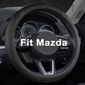 Car Steering Wheel Cover for Mazda 3,5,6,CX-3,CX-5,CX-30,CX-50,CX9,CX-9,MX-5 Miata,CX-7,RX-8,14.5-15 inches(Black-Standard Size) - color: M-Black