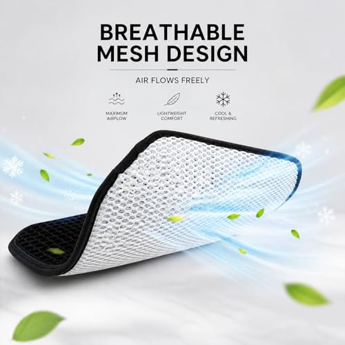 Cooling&Breathable 3D Air Mesh Car Seat Cushion for Summer, Universal Ventilated Comfortable Seat Pad, Suitable for Sedans,Vans,Pickup,Trucks,Suvs (Black-1PcsBackCushion+1PcsSeatPad) - color: Black-1pcsbackcushion+1pcsseatpad