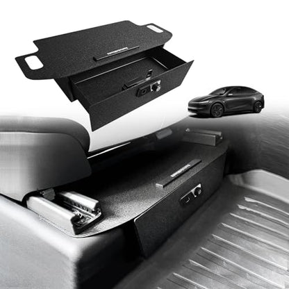 VaultsOnWheels for 2026+ Tesla New Model Y Juniper Front Seat Safe Gun Safe Vault Driver/Passenger Side Drawer Hidden Console Storage LockBox Anti-Theft Pry-Proof High Security - size: Model Y Juniper|26+|Front Underseat Vault