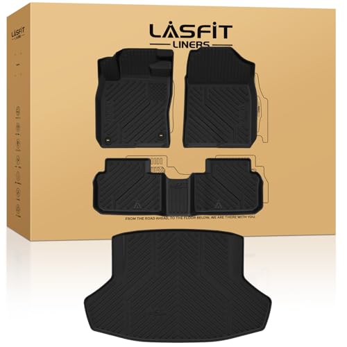 LASFIT Floor Mats & Trunk Mat for Honda Civic Hybrid Sedan 2025 2026 Only, All Weather TPE Custom Fit Car Floor Liner, 1st & 2nd Row & Cargo Mat, Black (Not for Civic Hybrid Hatchback) - size: 1）For Honda Civic Hybrid | 2025-2026 | Full Set