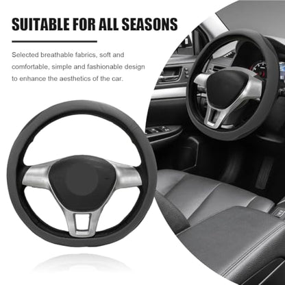 Car Steering Wheel Cover, Leather Breathable Ice Silk Auto Wheel Wrap with Anti-Slip Lining, Scratch-Resistant Elastic Protector Fit for 14.5-15 Inch Steering Wheels (Gray) - color: Gray