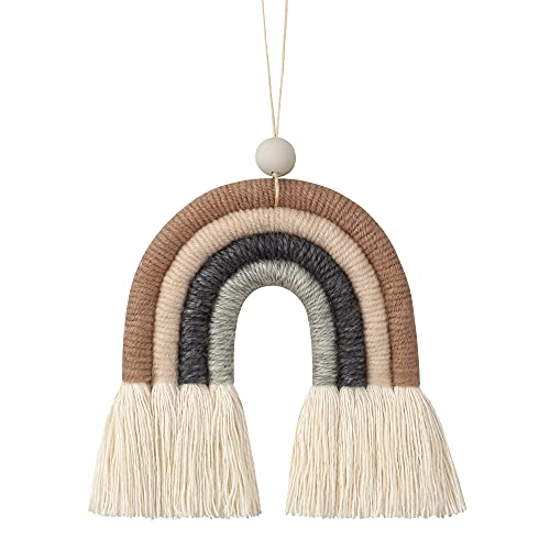 BOHO GARDEN Macrame Rainbow Charm - Essential Oil Diffuser for Cars, Baby Nursery, Children’s Bedroom & Home Decor - Colorful Decorative Hanging Air Freshener & Accessories - 3.5x4 - Espresso - color: Espresso