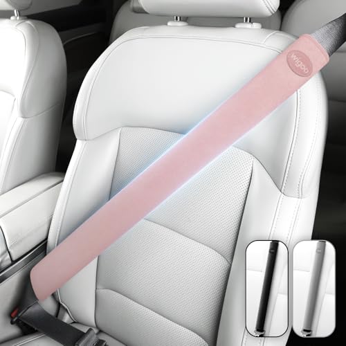 Wigoo 2026 Upgraded Premium Pink Car Seat Belt Cover, [Reduces Neck Friction & Enhances Comfort], Soft Safe Seat Belt Shoulder Pad, Universal Fit,(2 Packs, 18.9Inch), Extended Version - color: Pink, size: 18.9in - 2PCS